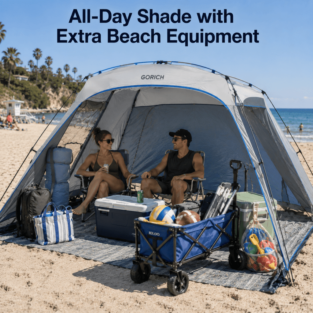 Gorich Beach Tent - All-Day Shade with Extra Beach Equipment